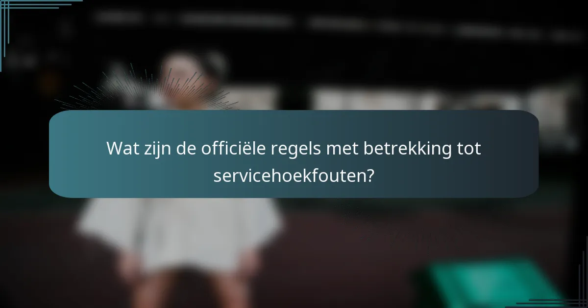 Wat zijn de officiële regels met betrekking tot servicehoekfouten?